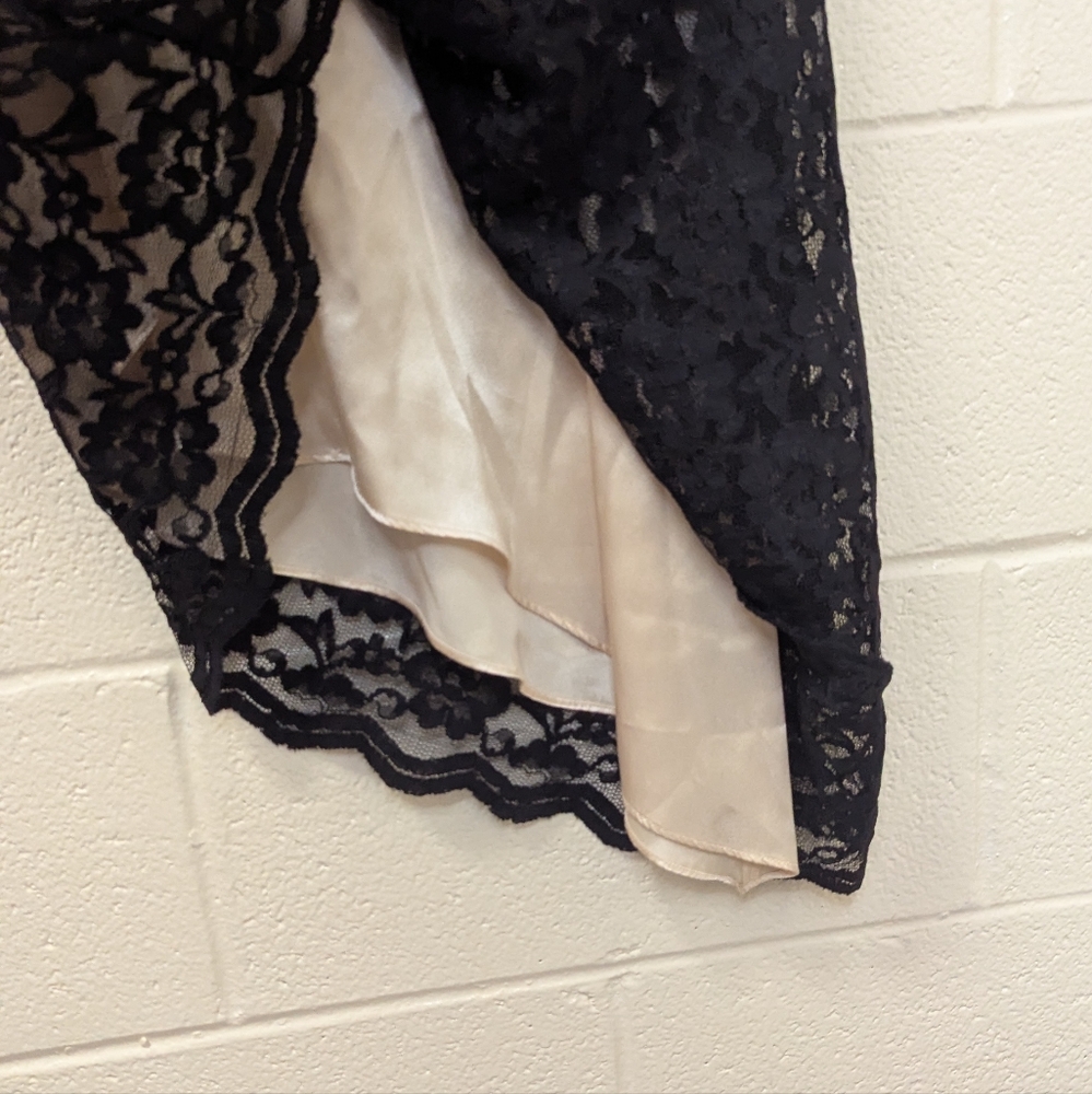 White House Black Market Asymmetrical Black Lace Dress - Picture 7 of 8